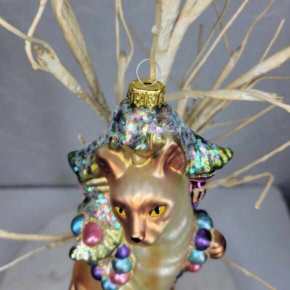 VTG Dept 56 Sammie Cat Ornament Blown Glass Siamese Christmas Tree Holiday Decor - Picture 4 of 16